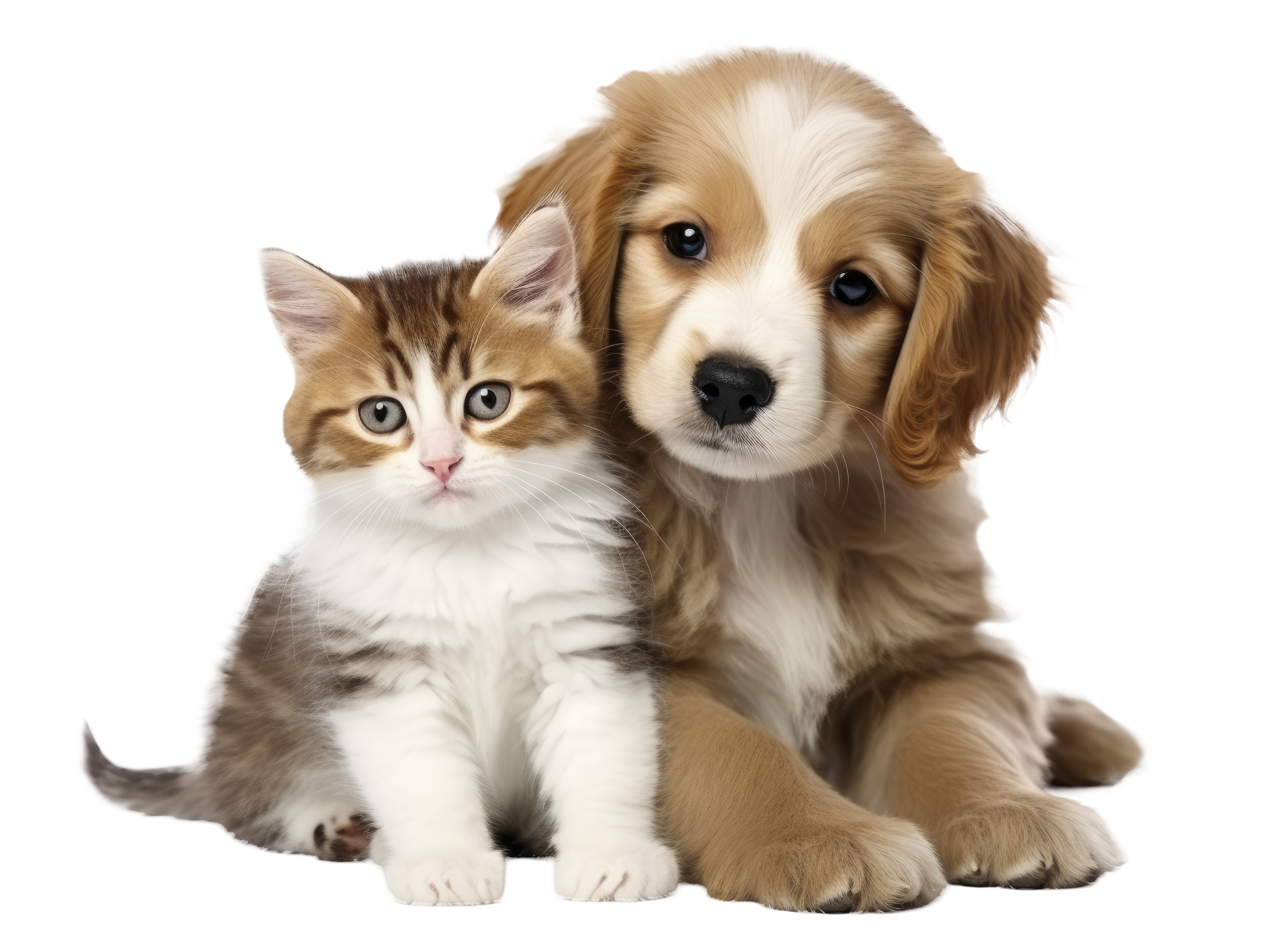 A kitten and puppy